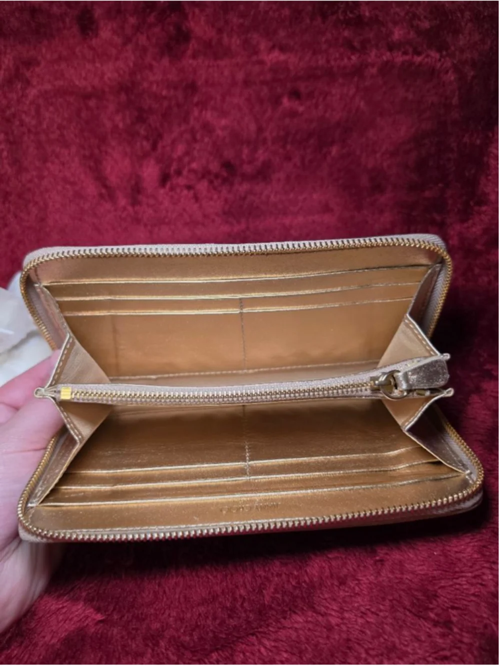 Jimmy Choo Gold Leather Long Wallet EUC